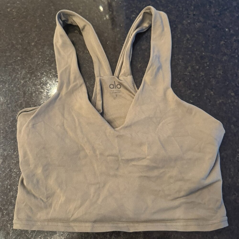 ALO Yoga Olive V-Neck Sports Bra
